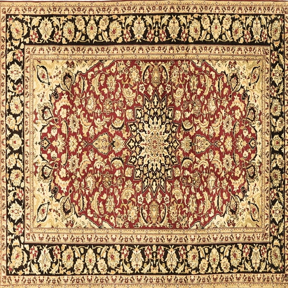 Ahgly Company Indoor Square Medallion Brown Traditional Area Rugs, 3' Square