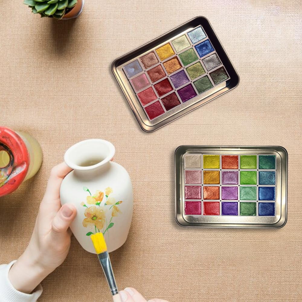 2025 Upgrade Color Shifting Watercolor Paint, 20 Colors Watercolor Painting Set, Shifting Watercolor Painting Set, Water Colour Solid Paint Box for Kids Adults Beginners Artists (#B 1ml)