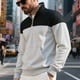 thumbnail image 1 of pstuiky camisetas de manga larga para hombre, Sudadera con capucha informal de manga larga con cuello alto y bolsillo y media cremallera para hombre top de hombre l, 1 of 9