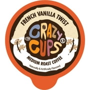 Crazy Cups French Vanilla Twist Coffee Pods, Medium Roast, 22 Count for Keurig K Cups Machines