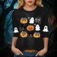 thumbnail image 4 of YDFCWXW Halloween Shirts for Women 3/4 Sleeve Crew Neck Tops Pumpkin/Ghost Prints Loose Fit Casual T-Shirts Blouses (Black, XXL), 4 of 6