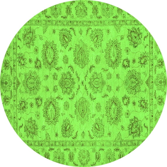 Ahgly Company Indoor Round Oriental Green Traditional Area Rugs, 3' Round