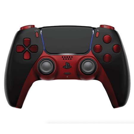 ModdedZone BLACK/RED Custom UN-Modded Controller Unique Design for PS5 OEM OEM Authentic Controller