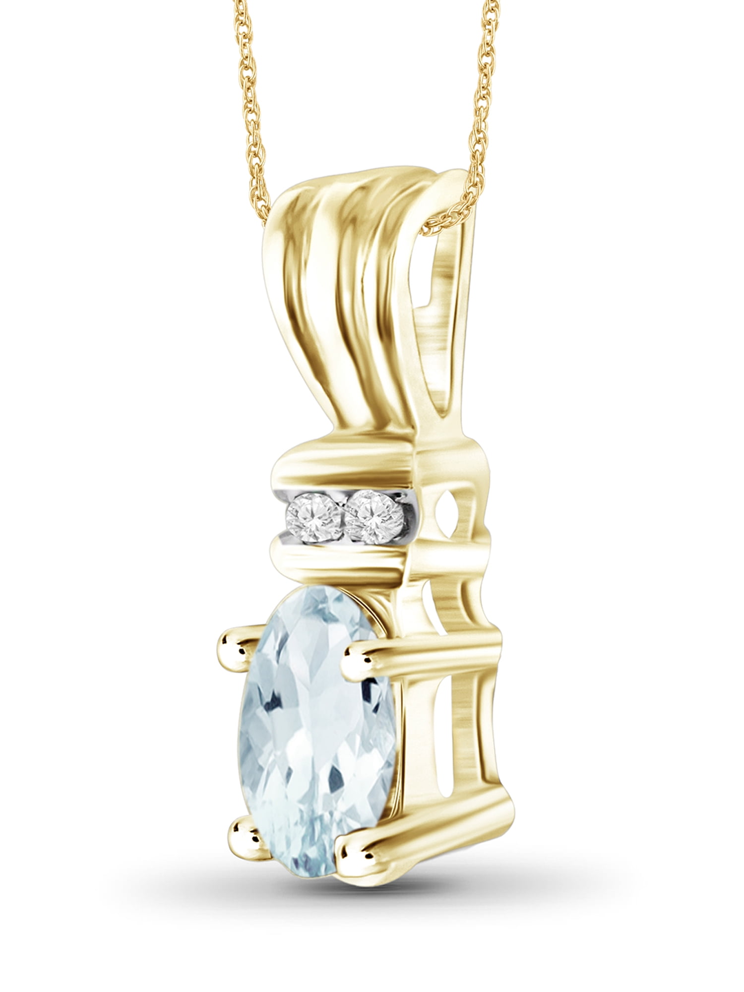JewelersClub 1/2 Carat T.G.W. Aquamarine And White Diamond Accent 14K Gold Over Silver Women's Pendant, 18"