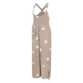 thumbnail image 4 of Gibobby pantalones siameses Mono largo informal con estampado Floral y cuello redondo para mujer(Caqui， XXL), 4 of 5