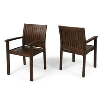 Rustic Acacia Wood Dining Chairs – Durable, Slat Panel Design for Outdoor Elegance