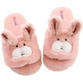 thumbnail image 3 of Women's Cute Bunny Bedroom Slippers Open Toe Indoor Slides House Slippers (5-6 women, Pink Bunny), 3 of 7