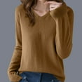 thumbnail image 5 of Dgankt Womens Tops Solid Color Long Sleeved V-Neck Knitted Sweater Thin Cardigan Sweater Top,Sizes S-2XL, 5 of 5
