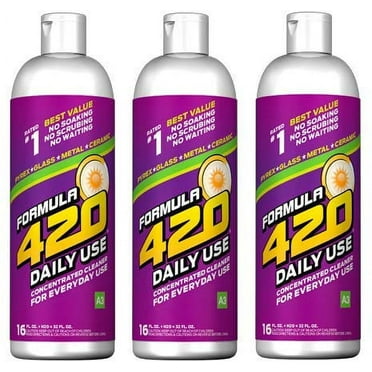 3 Pack - Formula 420 Daily Use Concentrated 16oz. Makes 32oz. Glass, Pyrex, Metal and Ceramic Cleaner