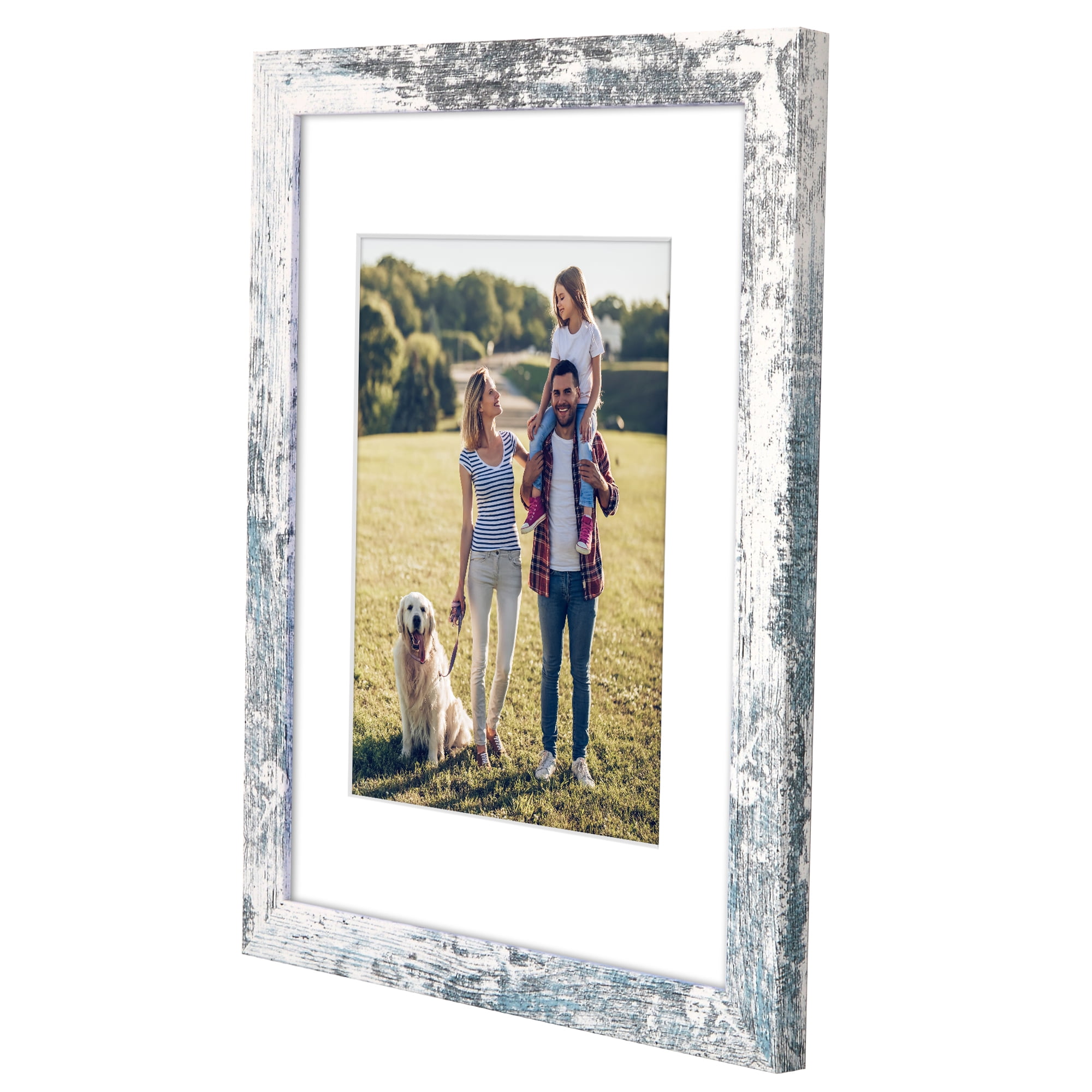Americanflat 11x14 Picture Frame with Shatter-Resistant Glass Fits 8x10 Photos with Mat Hudson Distressed - White