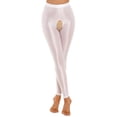 thumbnail image 5 of Pantalones ajustados sin entrepierna para mujer, lencería Sexy, disfraz brillante, elástico, Color sólido, cinturilla elástica, mallas con entrepierna abierta, 5 of 5