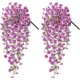 thumbnail image 1 of Artificiales Flores Colgantes con Hojas de Seda Resistentes a los Rayos UV, Paquete de 4 Enredaderas Violetas Falsas, 1 of 6