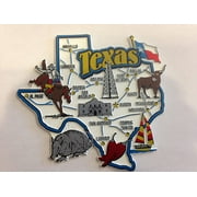 Texas State Map and Landmarks Collage Fridge Collectible Souvenir Magnet FMC