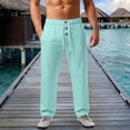 thumbnail image 2 of Men's Waffle Weave Casual Pants Baggy Color Block Multi Pocket Wide Leg Pants Mint Green L, 2 of 7