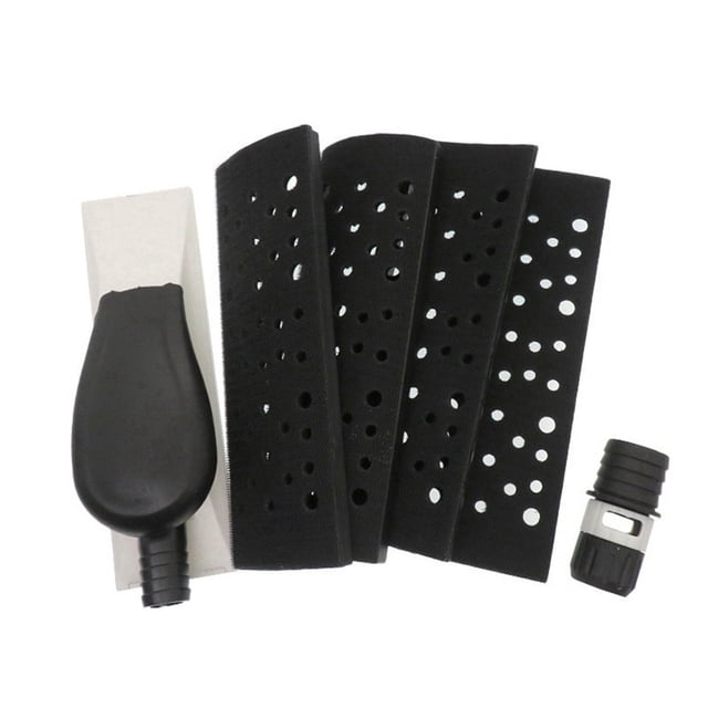Bloque de lijado de 200 x 70 mm, almohadilla de esponja para lijadora manual al vacío sin polvo con 4 almohadillas de repuesto para pulir madera y automóviles