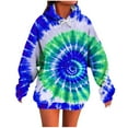 thumbnail image 2 of Oversized Hoodies for Women Cute Tie Dye Hoodie Light Weight Sweatshirt Workout Sweatshirt Fall Fashion Oversized Sweater for Women (Dark Blue,L), 2 of 5