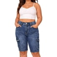 thumbnail image 6 of QERINTE Womens Plus Size High Waisted Capri jeans Stretchy Blue Shorts Curvy Summer, 6 of 6