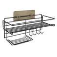 thumbnail image 3 of Huayishang Bathroom Shelf Bathroom Shelf Organizer Shower Caddy Storage Kitchen Rack with Traceless Transparent Adhesive No Drilling, Kitchen Essentials Clearance Sale Black, 3 of 5