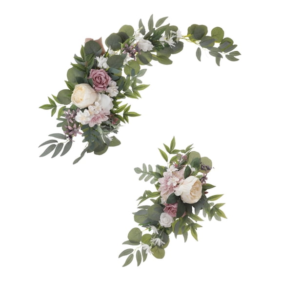 Artificial Arch Flower Two-Piece Set With Simulated Door Lintel Flower Card Corner Rose, Fake Flowers For Wedding Decoration Outdoor Garden Birthday Welcome Arch Decor, Made Of