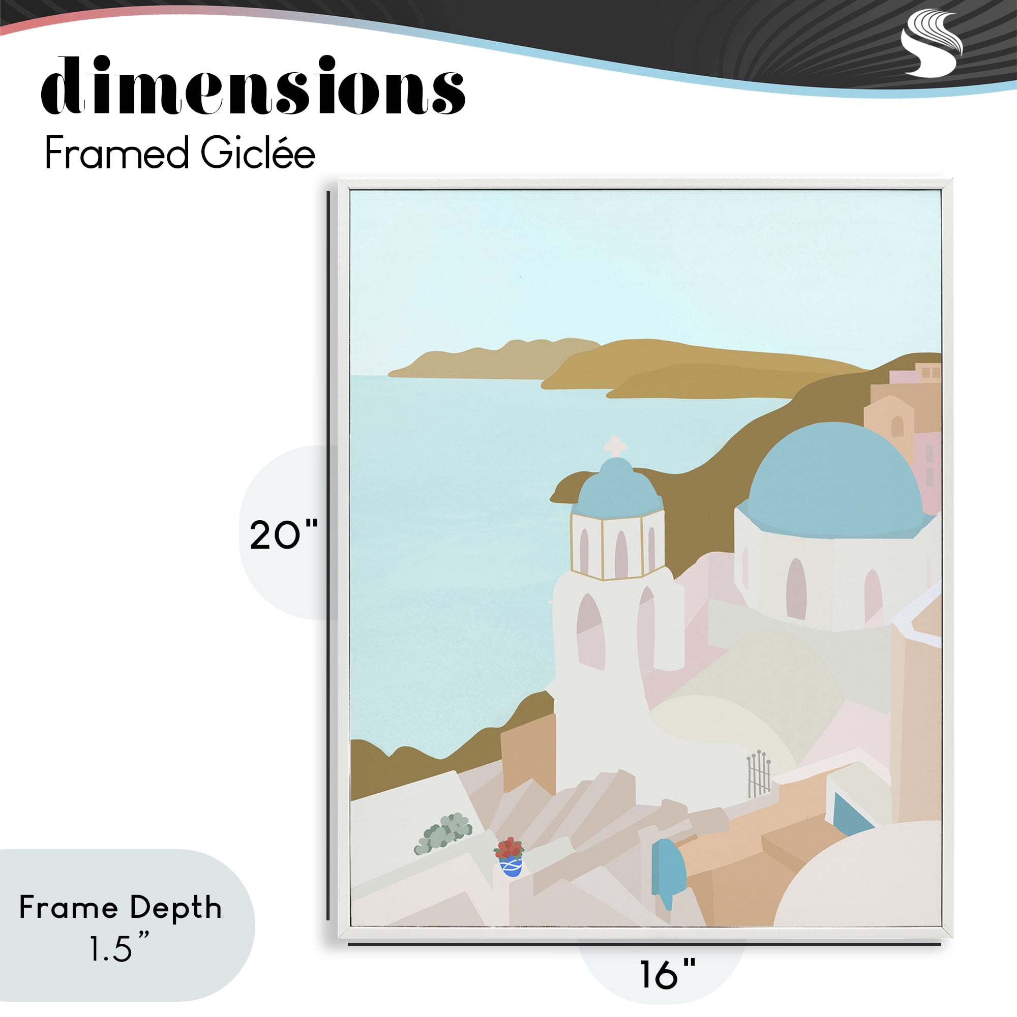 Stupell Industries Coastal Santorini Vibes White Framed Giclee Art, design by Anna Quach