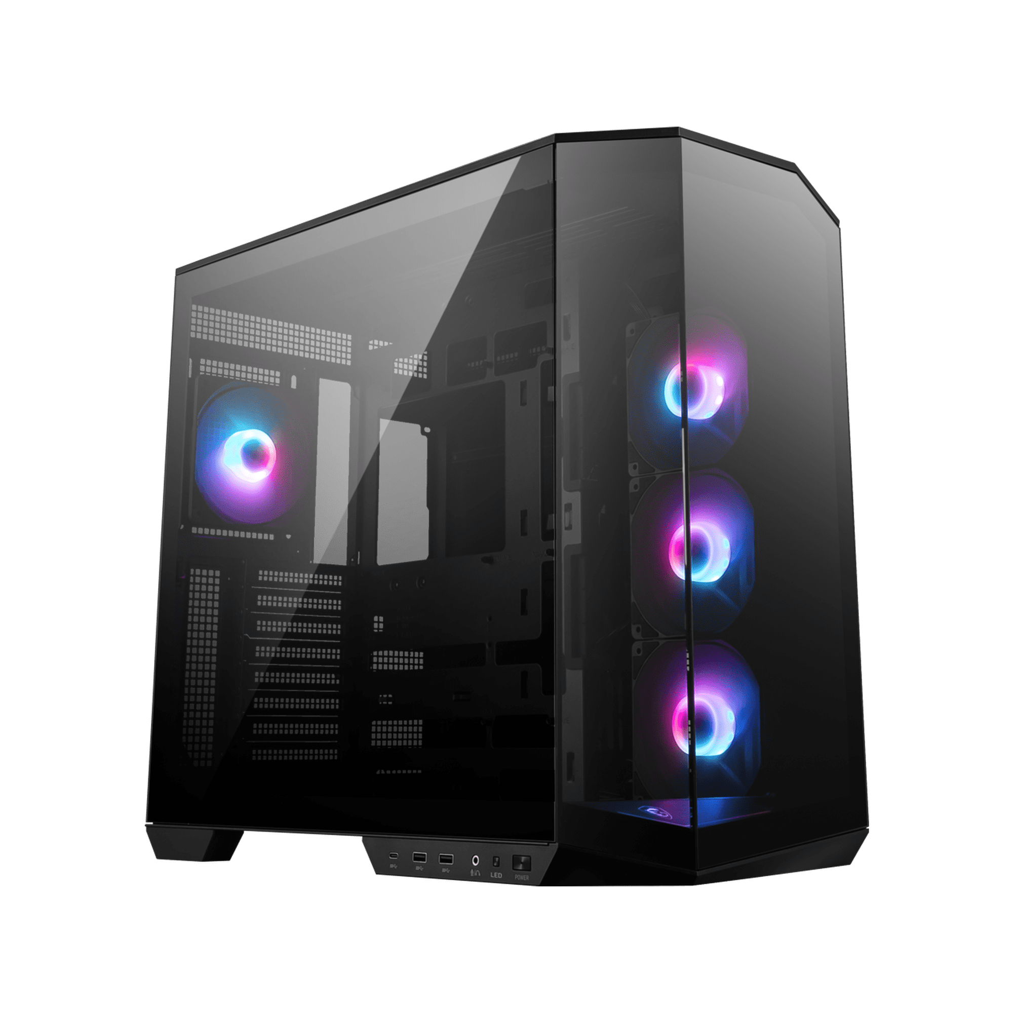 MSI MAG PANO 100R PZ Project Zero Mid Tower ATX Gaming Case, Tempered Glass, Support Back-Connect, 270-degree Panoramic Display, GPU Support Stand, 4 ARGB Fans