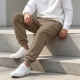 thumbnail image 6 of Resicozy Casual Joggers for Men Cotton Drawstring Elastic Waist Cargo Pants Lightweight Sweatpants with Pockets Light Brown S, 6 of 7