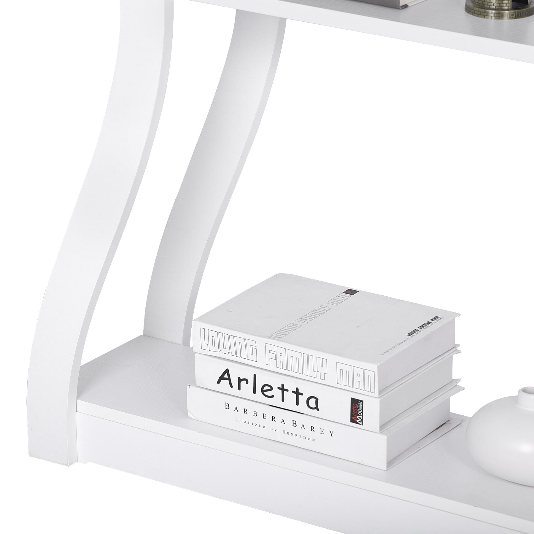 ZENY 47" Accent Console Table Simple Style 3 Tier Shelves Sofa Side Table Entryway, White