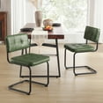 thumbnail image 5 of Zesthouse Mid-Century Modern Dining Chairs Set of 4, Upholstered Faux Leather Dining Room Chairs with Back and Black Legs, Armless Side Chairs for Kitchen & Dining Living Room, Green, 5 of 12