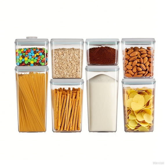 ANKOU 8-Piece Pop Airtight Food Storage Container Stackable Kitchen Pantry Organizer