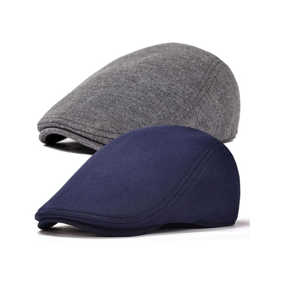 2 Pieces Newsboy Men's Hat Newsboy Cap Flat Cap Soft Stretch Fit Men Cap Cabbie Hunting Cap for Men Outdoor Daily Use.