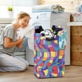 thumbnail image 5 of Yayeee Freestanding Laundry Hamper with Handle Collapsible Large Storage Basket for Clothes, Yellow Wavy Plaid, 5 of 7