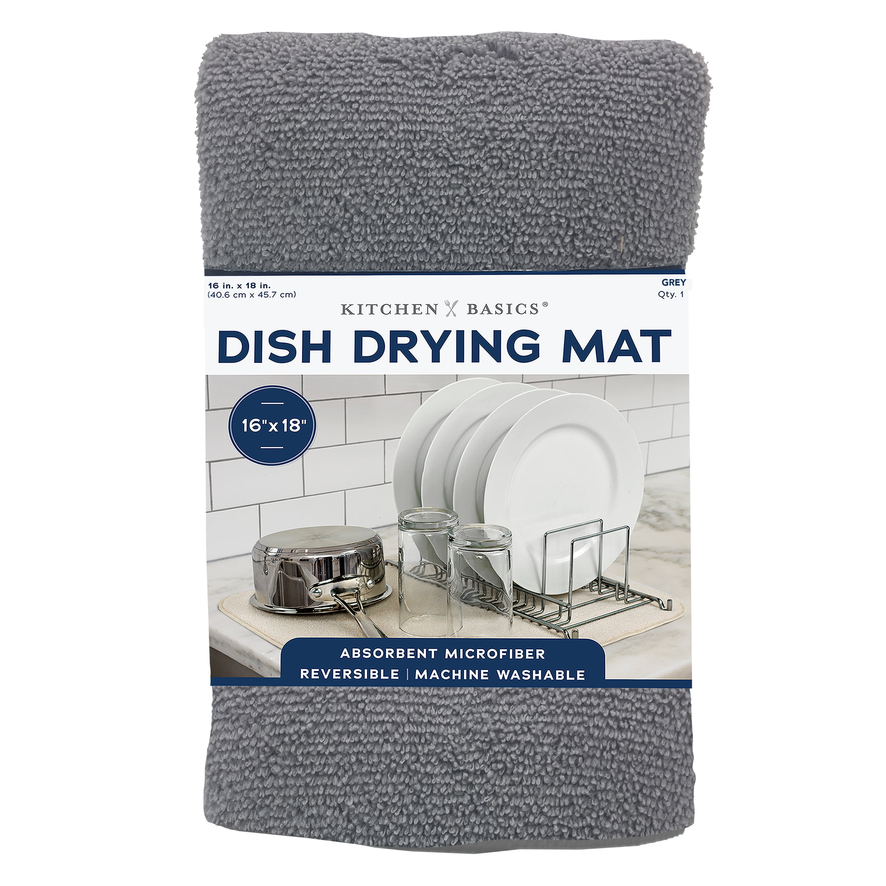 Microfiber Dish Drying Mat, 15.75 x 11.82 Dishes Drainer Mats-Grey