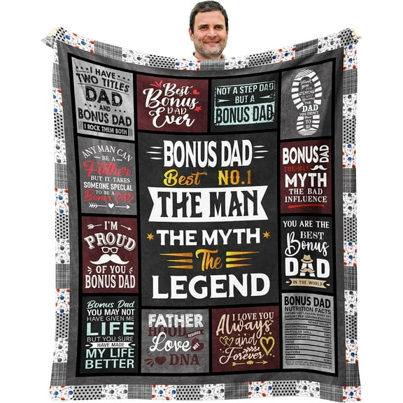 Bonus Dad Gifts for Christmas, Stepdad Gifts from Daughter, Step Dad Xmas Gifts, Stepfather Gifts from Son, Gifts for Stepdads, Stepped Up Dad Presents, Best Step Up Dad Gifts Throw Blanket 50x60