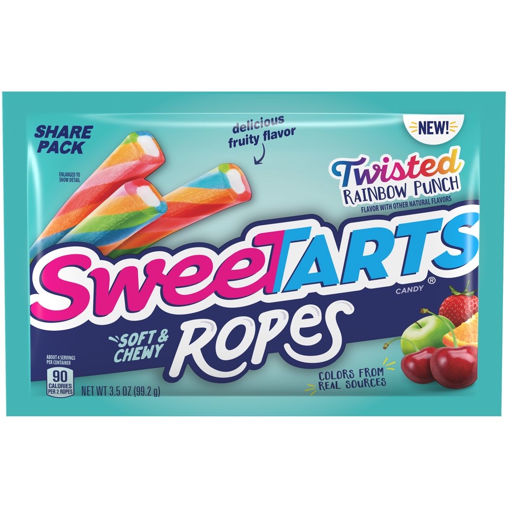 SweeTARTS Twisted Rainbow Ropes Candy, 3.5 oz (12 count)