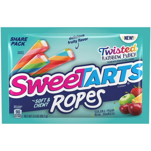 SweeTARTS Twisted Rainbow Ropes Candy, 3.5 oz (12 count)