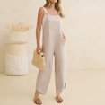 thumbnail image 3 of Women's Casual Loose Bib Jumpsuit Wide Leg Sleeveless Pocket Overall Romper, 3 of 6