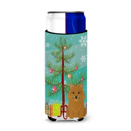

Carolines Treasures BB4145MUK Merry Christmas Tree Norwich Terrier Michelob Ultra Hugger for slim cans Slim Can