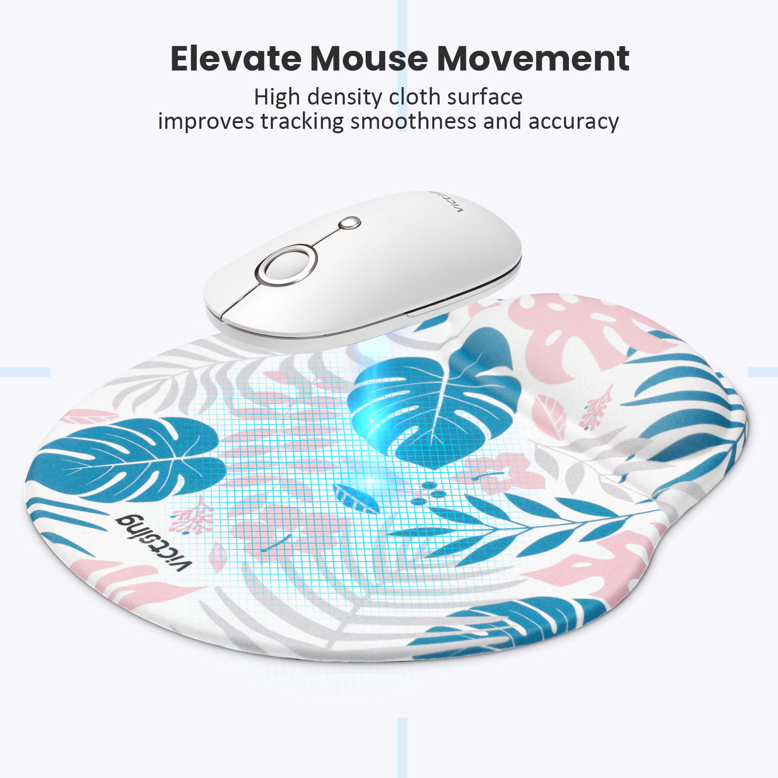 Mouse Pad with Gel Wrist Support Wrist Rest Large Mouse Pad Pain Relief Non-Slip PU Base Comfortable Fabric for Computer/Laptop/Wireless/Office/Home/Game Purple VictSing Ergonomic Mouse Pad