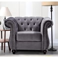 thumbnail image 2 of US Pride Furniture Chester 40.55 in. Wide Rolled Arm Velvet Modern Straight living Room Chair, Gray, 2 of 4