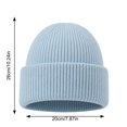thumbnail image 4 of Fall Winter Unisex Ribbed Knitted Beanie Solid Color Fold Cuff Skull Cap Soft Stretchy Warm Beanie Hat for Men Women Casual Daily Outing Light Blue, 4 of 5