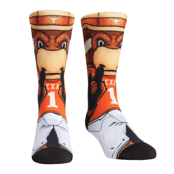 Rock Em Elite Texas Longhorns HyperOptic Mascot NCAA Crew Socks (L/XL)