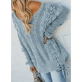 thumbnail image 5 of Asyoly Women Winter Side Weave Cable Knit Sweater V Neck Drop Shoulder Jumpers Tops, 5 of 10
