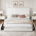 thumbnail image 3 of Amolife King Size Storage Platform Bed Frame with 4 Drawers & Upholstered Velvet Slat Headboard, White, 3 of 12