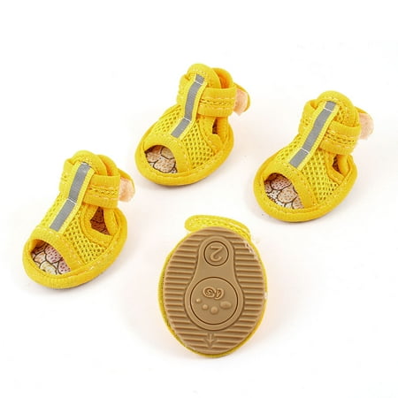 REGALWOVEN 2 Pair Pet Dog Maltese Foot Pretect Netty Shoes Boots Booties Yellow Size XS