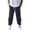 Navy_010, variant on Domuza Mens Cotton Linen Pants Elastic Waist and Ankle Drawstring Baggy Style Lightweight Breathable Beach Pants Black M