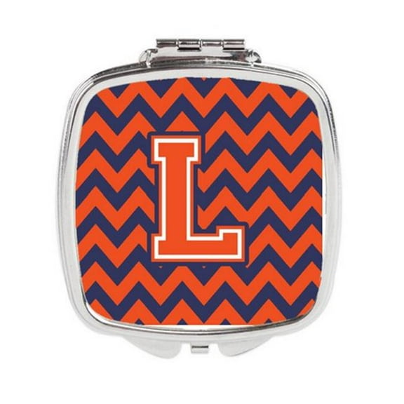 Letter L Chevron Orange & Blue Compact Mirror - 3 x 0.3 x 2.75 in.