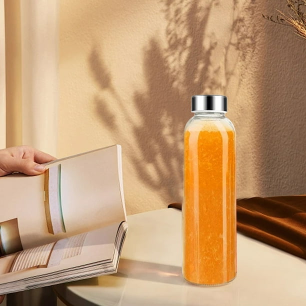 Bouteille Verre Transparent 500 Ml – Large Goulot, Paille Silicone, Anti-fuite, Pour Thé, Jus, Lait, Chaude Ou Froide