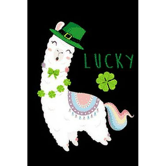 Lucky: Cute St Patricks Day Funny Llama With Shamrock And Rainbow (Paperback)