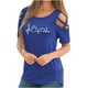 thumbnail image 1 of Pntutb Camiseta de manga corta con estampado de color liso y cuello redondo para mujer Pntutb Pntutb-9342, 1 of 4