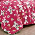 thumbnail image 4 of Pink Unicorn and Rainbow Kids Comforter Set Twin Size Hot Pink 3-Piece Kids Bedding with Cute Pattern Girls, 4 of 12